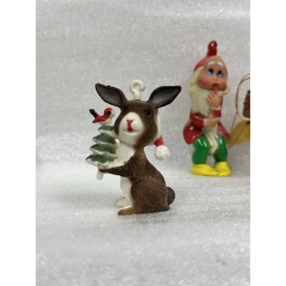 Christmas Vintage Ornaments Lot Of 3 Mouse‎ Gnome And Angel Old And Collectible